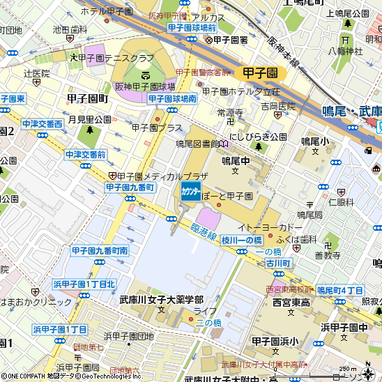 ららぽーと甲子園カードデスク付近の地図